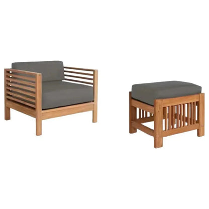 Soleil 2PC Teak Outdoor Lounge Set Sunbrella Cushion