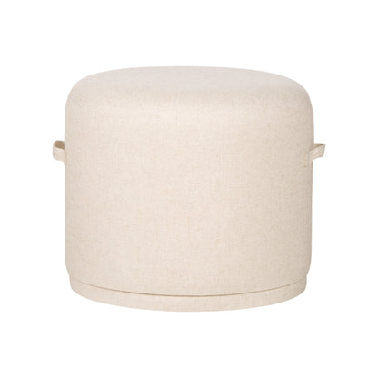 Ellery Cream Fabric Round Ottoman
