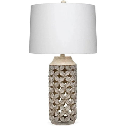 White Wash Resin Flora Table Lamp