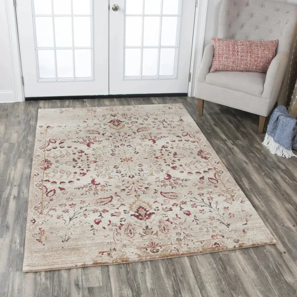 Arin Floral Red Large Area Rugs For Living Room -- red