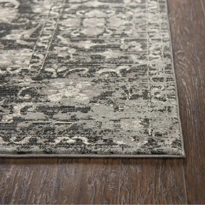 Dahl Floral Distress Gray Kitchen Hallway Runner Rug -- gray