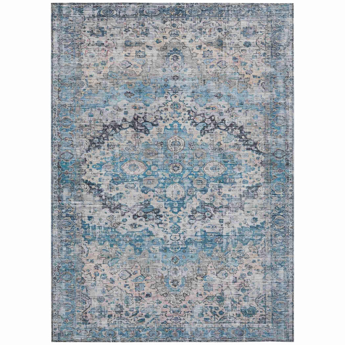 Jaelien Blue Washable Indoor-Outdoor Rug