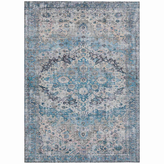 Jaelien Blue Washable Indoor-Outdoor Rug