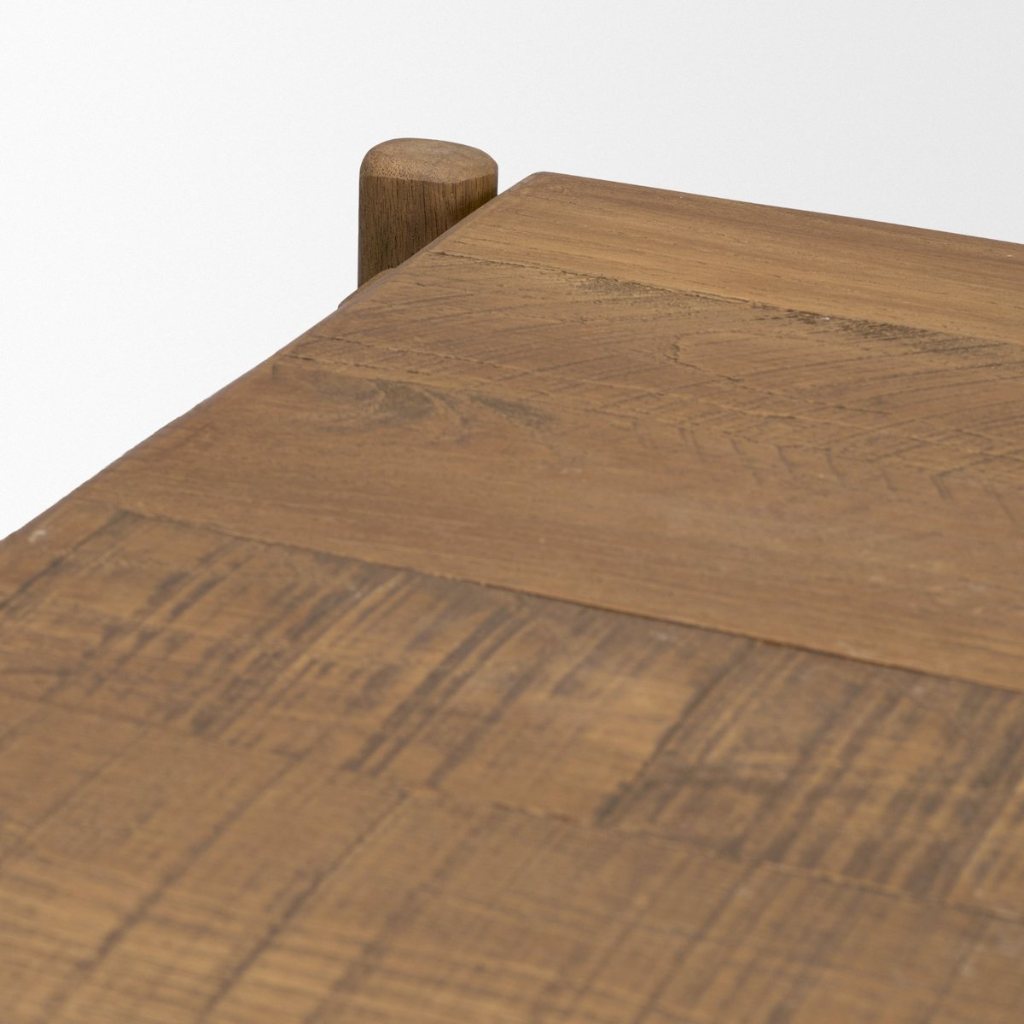 Riven 28" Square Oak Wood Side Table -- Brown