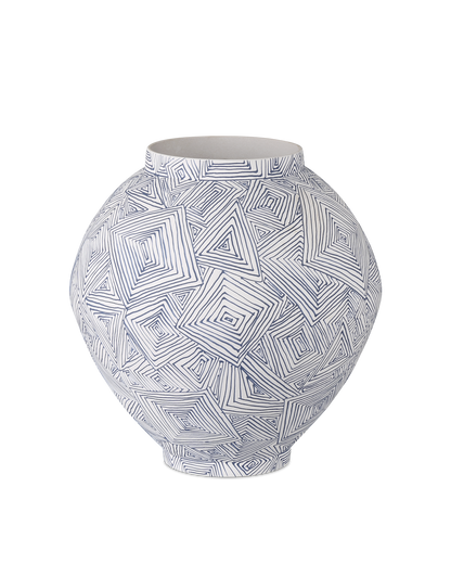 10.5" Zag Porcelain Blue Vase