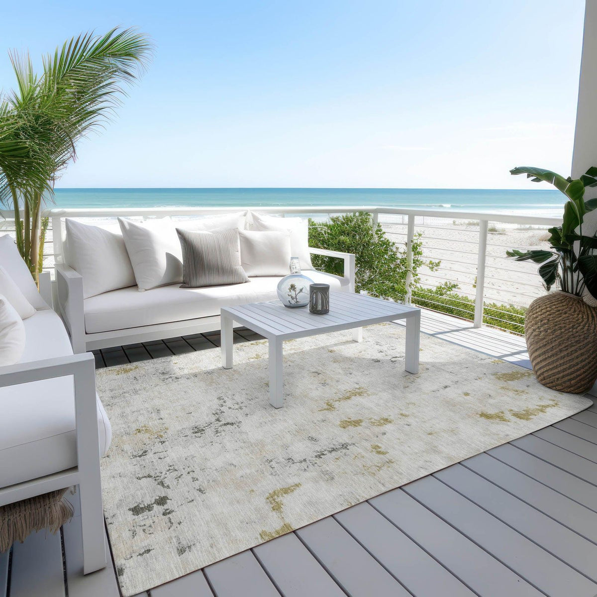 Jaelaris Ivory Washable Indoor-Outdoor Rug -- ivory