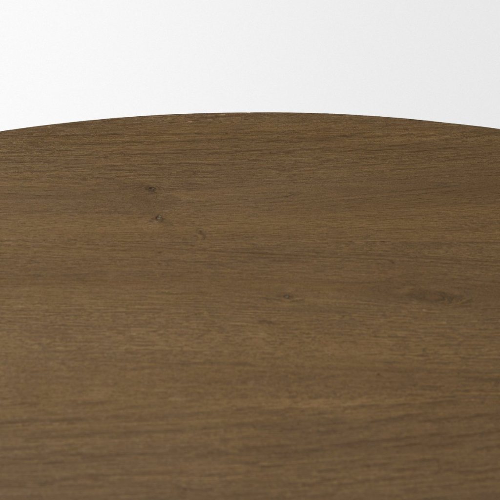 Lyonne 42" Round Medium Brown Oak Wood Pedestal Dining Table -- Medium Brown