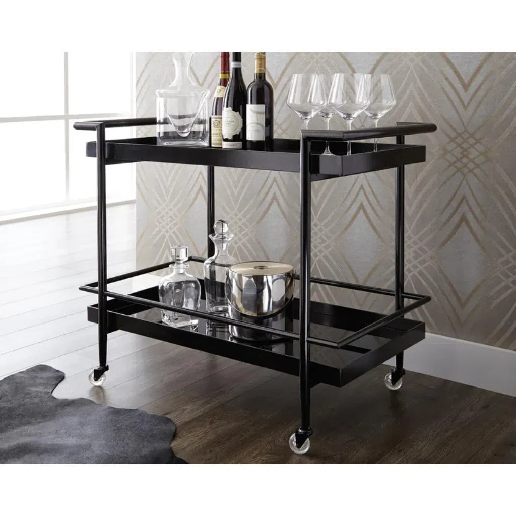 Livingston Steel Framed Glass Bar Cart