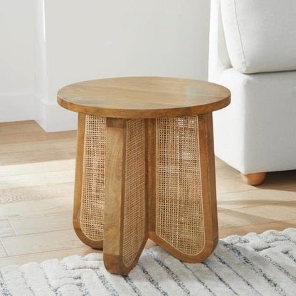 LOOMLAN Jeylira Cane Base Round Lamp Table