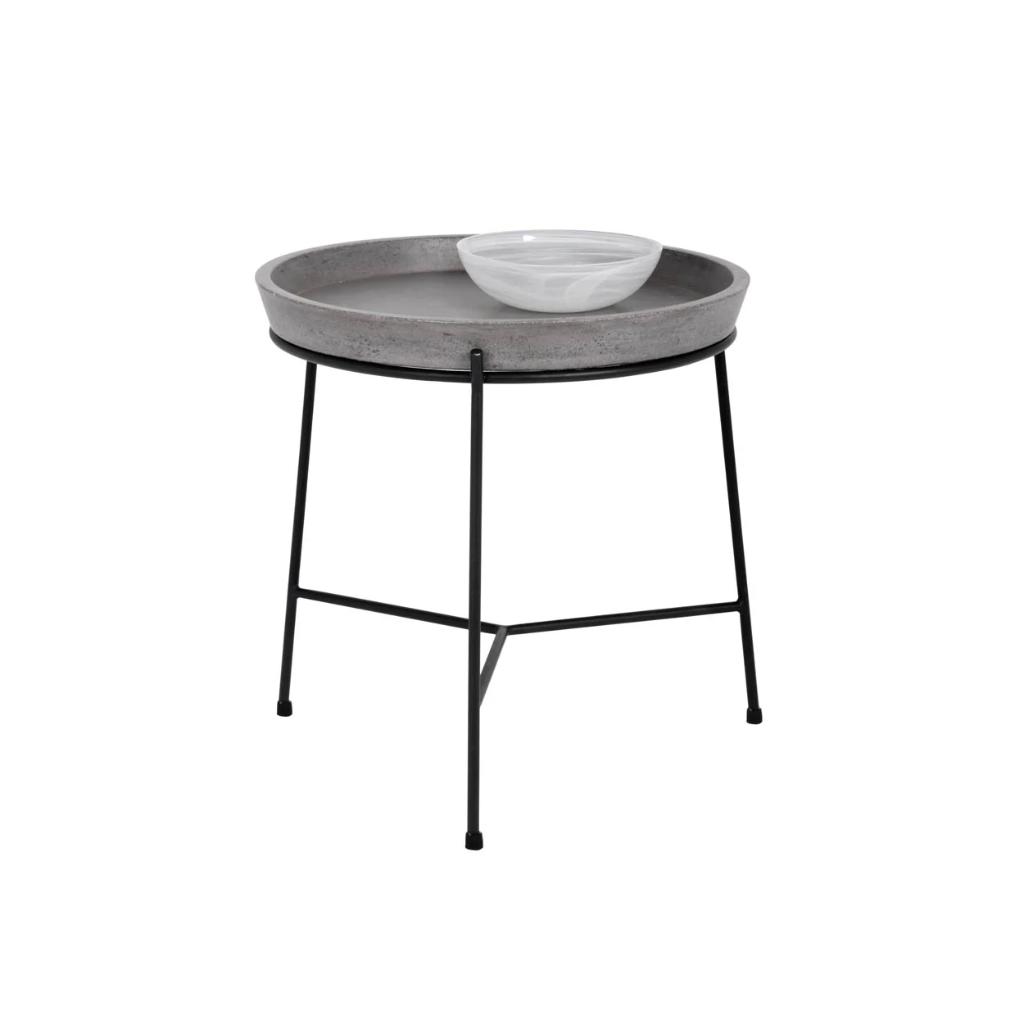 Remy Iron Framed Concrete Round End Table