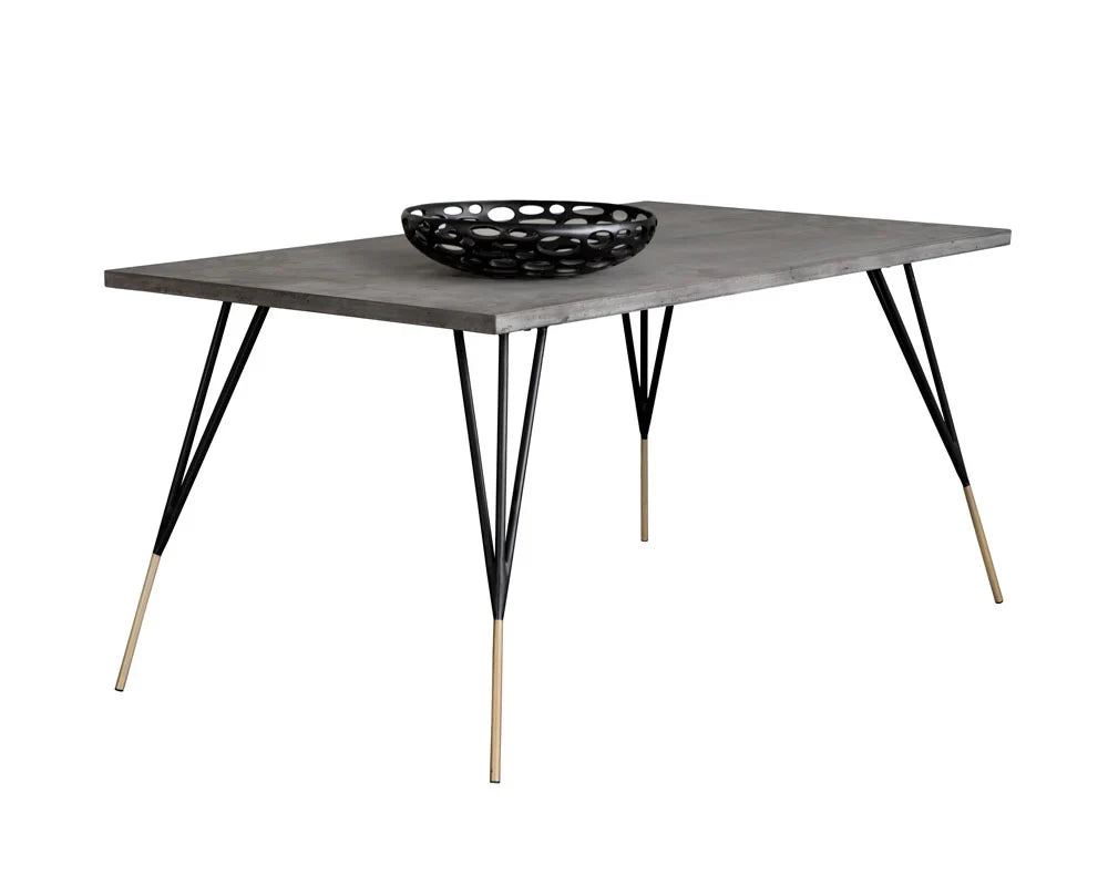 Midori Dining Table 59" Modern Concrete Top With Brass