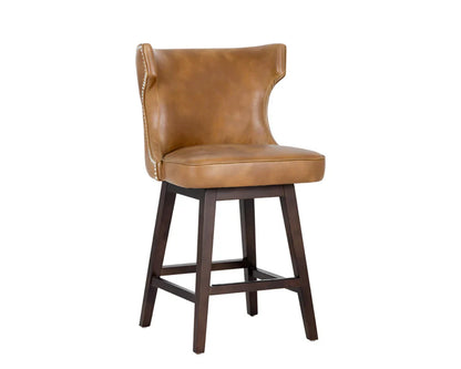 Neville Swivel Counter Stool Tobacco Tan Faux Leather