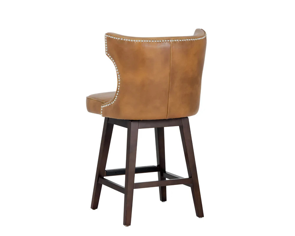 Neville Swivel Counter Stool Tobacco Tan Faux Leather