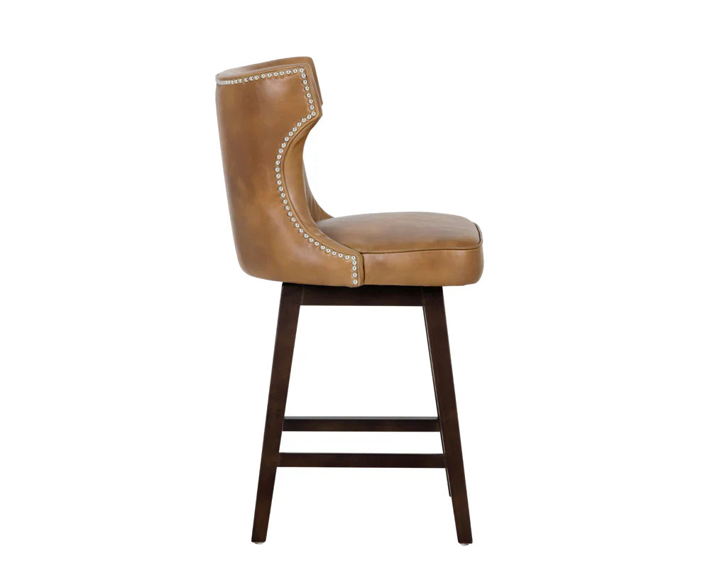 Neville Swivel Counter Stool Tobacco Tan Faux Leather