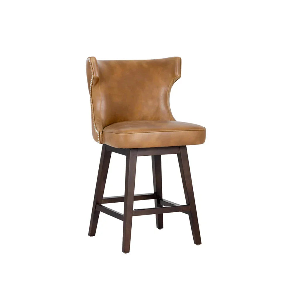 Neville Swivel Counter Stool Tobacco Tan Faux Leather