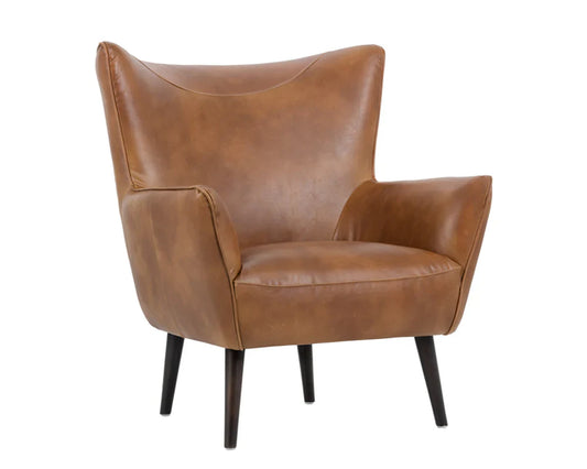 Luther Lounge Chair - Tobacco Tan Faux Leather Wood Legs