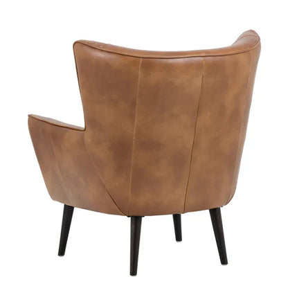 Luther Lounge Chair - Tobacco Tan Faux Leather Wood Legs