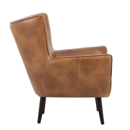 Luther Lounge Chair - Tobacco Tan Faux Leather Wood Legs