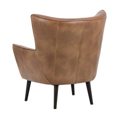 Luther Lounge Chair - Tobacco Tan Faux Leather Wood Legs