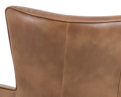 Luther Lounge Chair - Tobacco Tan Faux Leather Wood Legs