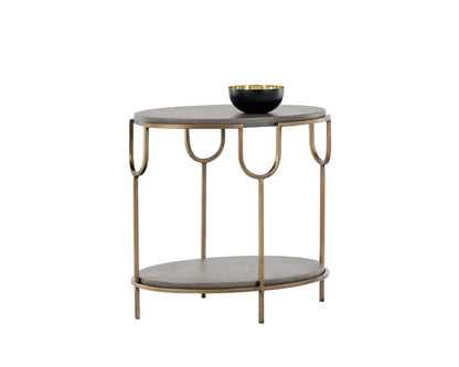 Arya Side Table with Concrete Top and Antique Brass Frame