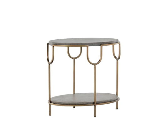 Arya Side Table with Concrete Top and Antique Brass Frame