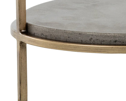 Arya Side Table with Concrete Top and Antique Brass Frame