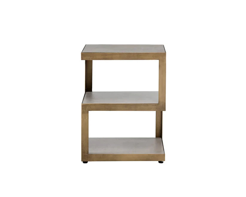 Rubix End Table With Sealed Concrete And Brass Finish