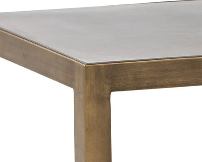 Rubix End Table With Sealed Concrete And Brass Finish