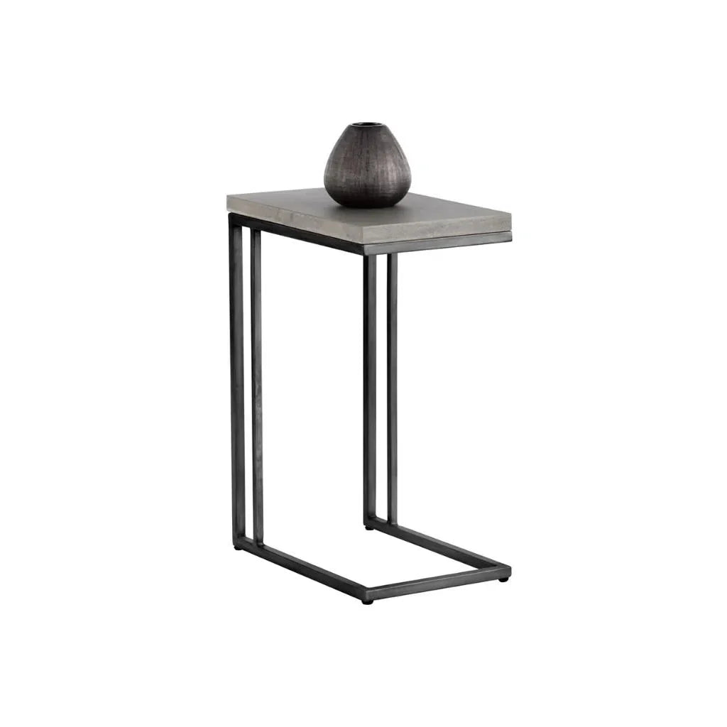 Sawyer Steel Framed Concrete Outdoor Rectangular End Table