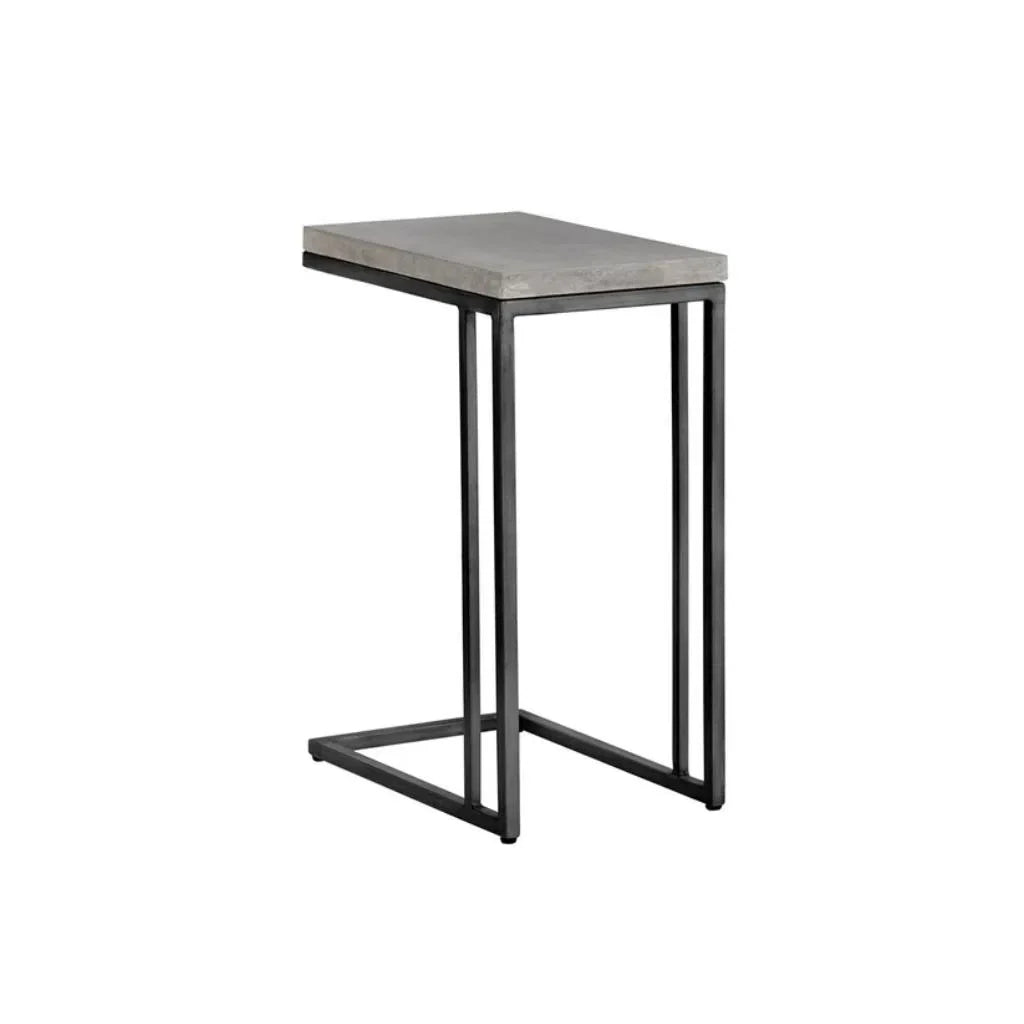 Sawyer Steel Framed Concrete Outdoor Rectangular End Table