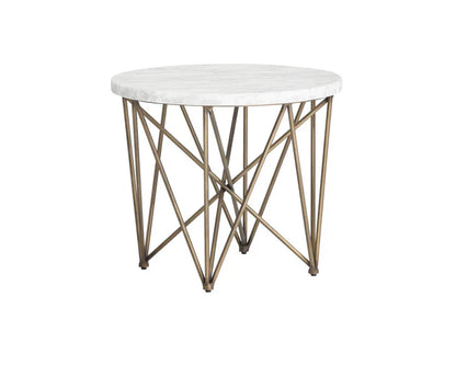 Skyy Side Table Marble Top With Antique Brass Finish