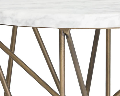 Skyy Side Table Marble Top With Antique Brass Finish