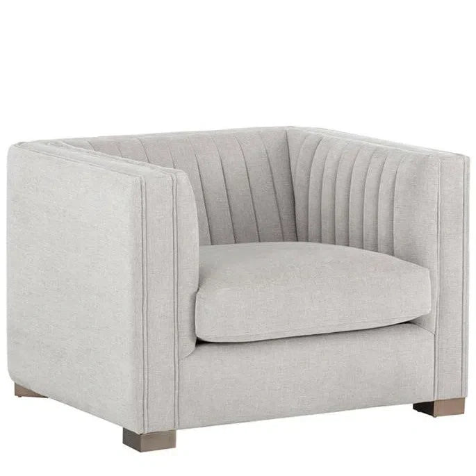 Caitlin Armchair Hemingway Silver Modern Tufted Lounge Chair