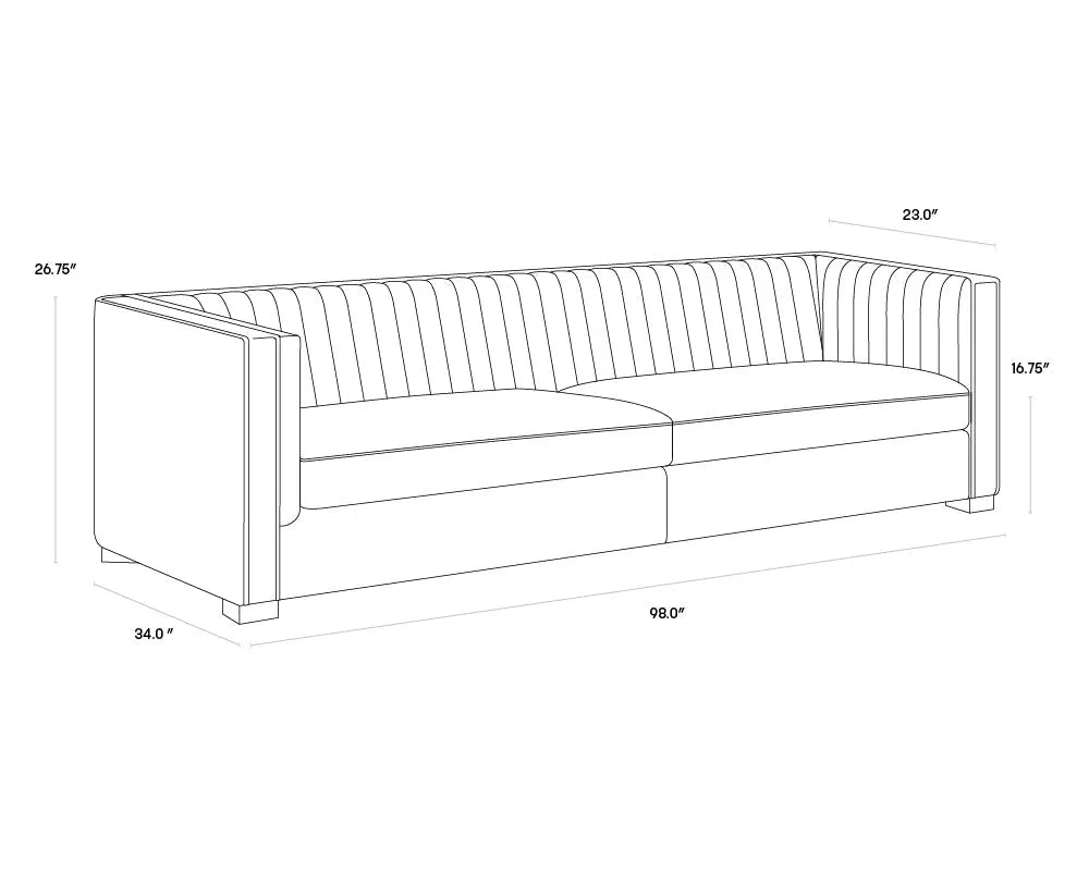 Caitlin Sofa Hemingway Silver Modern Design With Brass Legs