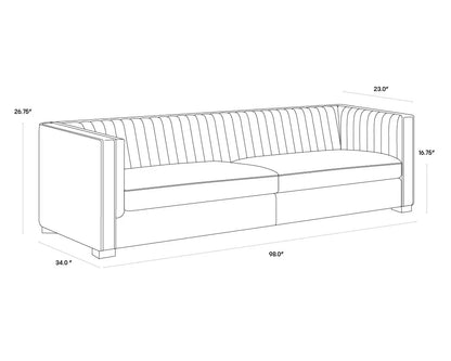 Caitlin Sofa Hemingway Silver Modern Design With Brass Legs