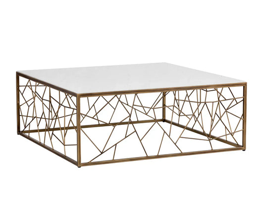 Vero Coffee Table Marble Top With Rustic Bronze Base