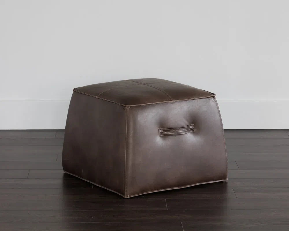 Aspen Leather Upholstered Square Ottoman