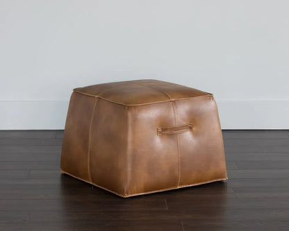 Aspen Leather Upholstered Square Ottoman