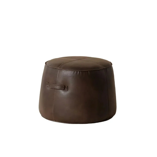 Mitchell Leather Upholstered Round Ottoman