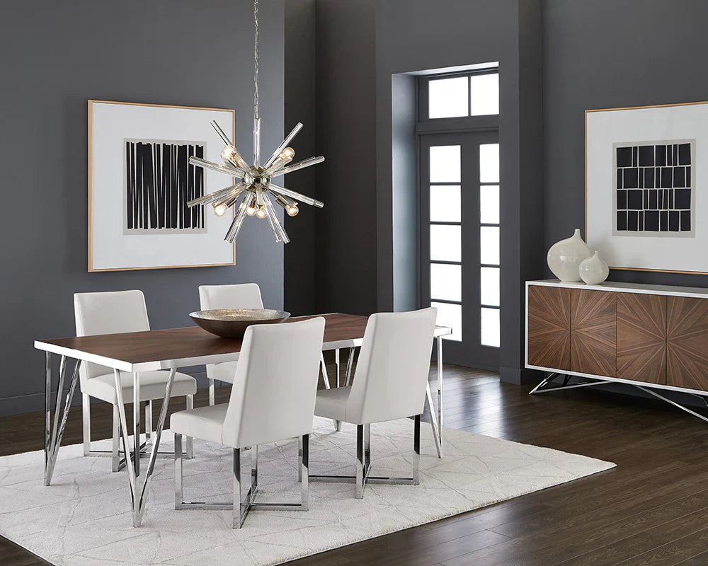 Pike Sideboard With Starburst Walnut Doors And Steel Base