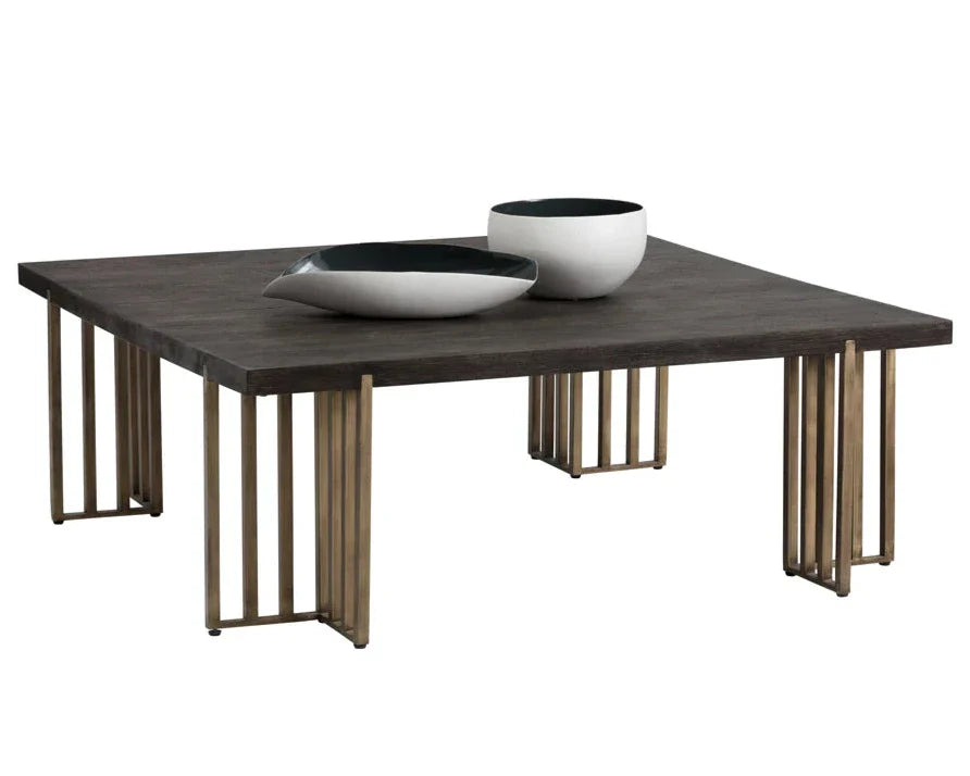 Alto Coffee Table With Distressed Oak Wood Veneer Top