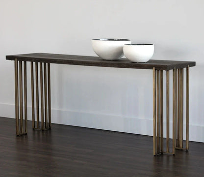 SUNPAN Classic Wood Console Table With Brass Legs
