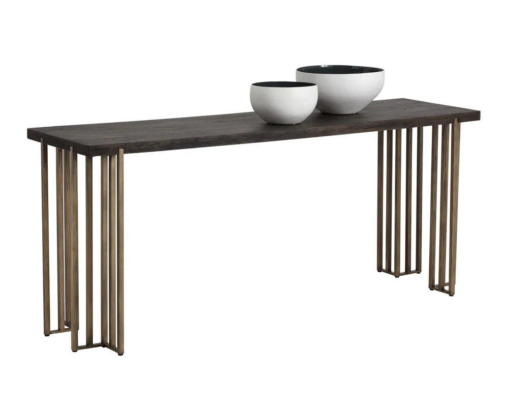 SUNPAN Classic Wood Console Table With Brass Legs