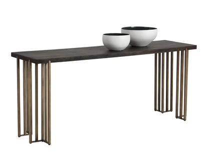 SUNPAN Classic Wood Console Table With Brass Legs