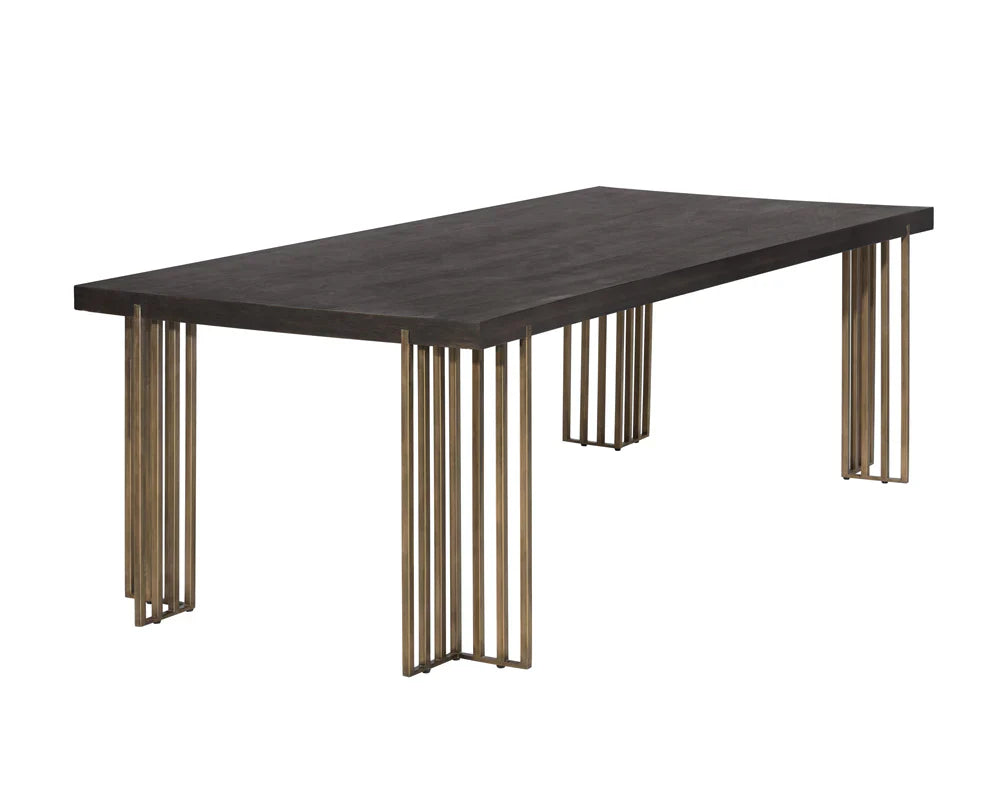 Classic Wood Dining Table With Antique Brass Legs