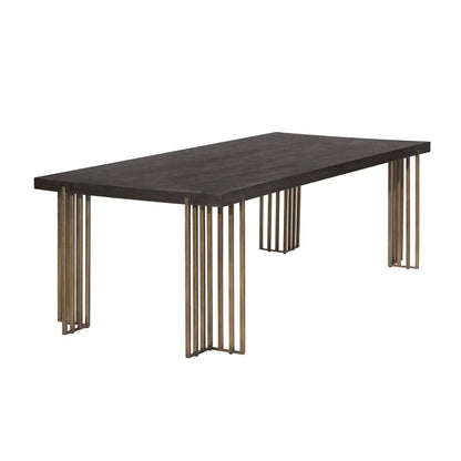 Classic Wood Dining Table With Antique Brass Legs