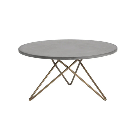 Wesley Coffee Table Concrete Top With Antique Brass Base