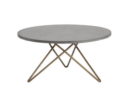 Wesley Coffee Table Concrete Top With Antique Brass Base