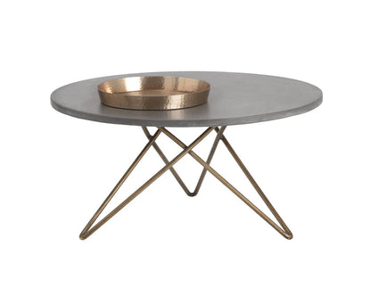 Wesley Coffee Table Concrete Top With Antique Brass Base